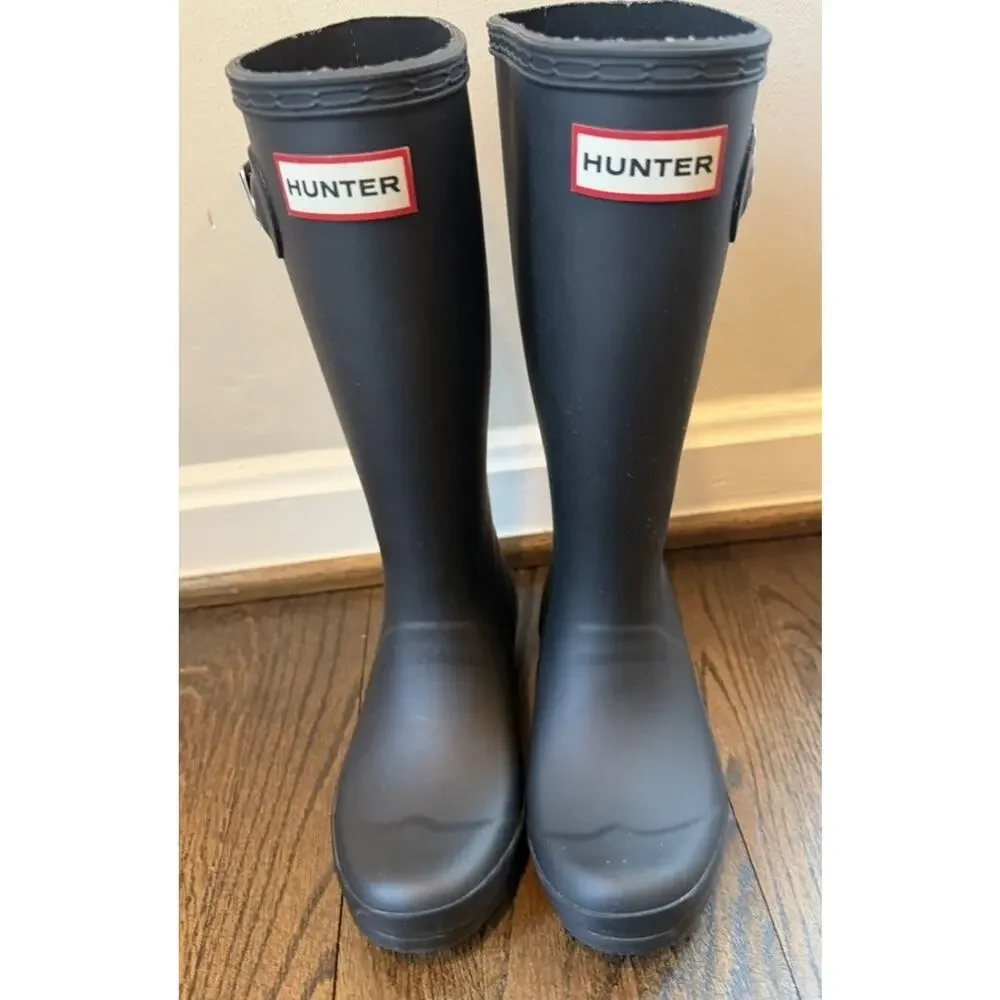 Hunter Black Tall Rain Boots Big Kids Size 1 NEW